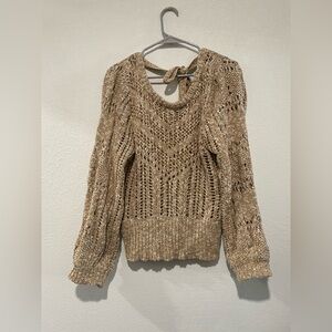 Willow & Root Open-Knit Beige Sweater Size Large